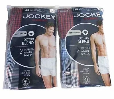 New 2 Mens Jockey Classics Cotton Blend Tapered Woven Boxers Large Xl $24 • $19.99