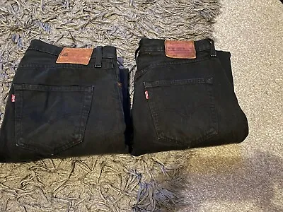 VINTAGE LEVIS 501 JEANS Black X2 Pairs 33 X32 • £45