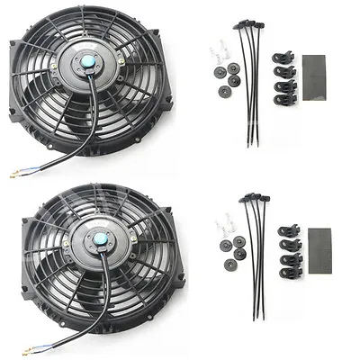 $331.96 • Buy 2PCS 10  Inch Push Pull Universal Slim Radiator Cooling Fan 12V Mount Kit