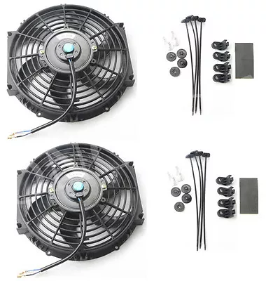2PCS 10  Inch Push Pull Universal Slim Radiator Cooling Fan 12V Mount Kit • $30.96