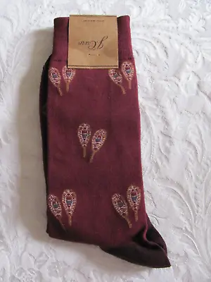 J.Crew Critter Dress Socks-Vintage Snowshoe-Red-Lightweight-Men's One Size-NWT • $14.39