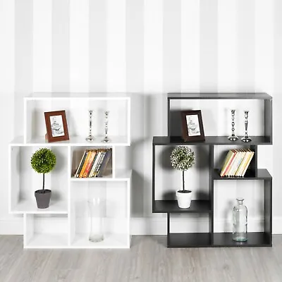 5 Section Modern Side Display Unit Wooden Bookcase Furniture Bedroom Cubed • £28.99