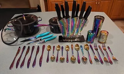 Rainbow Titanium Kitchen Lot Cambridge Marco Almond Faberware Thyme & Table • $65