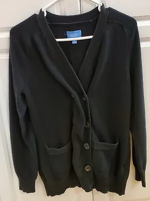 Simply Vera Black Long Sleeve Double Breasted Cardigan Sweater Pocket Size Med. • $5.49