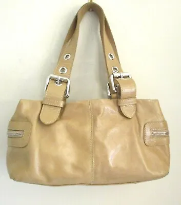 Francesco Biasia Small Satchel Camel/Tan Adjustable Handles Leather Italy • $36.99