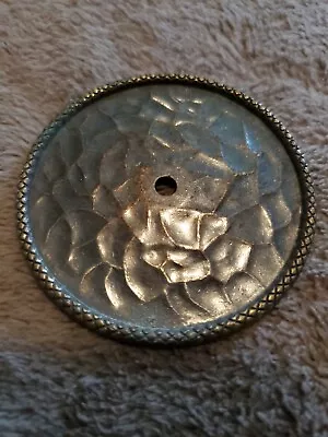 Vintage  2-1/2   Bronze Hammered Round Cabinet Knob Backplate ~ Nos  • $5.50