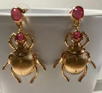 Zara Gold Beetle Design  Drop  Earrings • £7.50