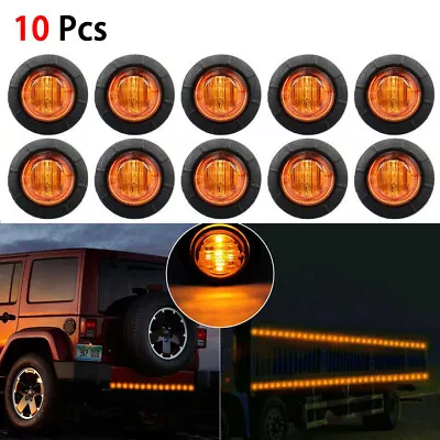 10X 3/4 Round LED Amber Side Led Marker Light For Truck Bus Trailer Motocycle • $15