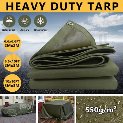 Heavy Duty Canvas Tarp Tarpaulin Sun Blocked Dustproof Waterproof Camping Tent • $26.90