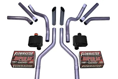 Chevy GMC C10 63-72 2.5  Dual Exhaust Kits Flowmaster Super 10 Black Tips Side E • $509.99