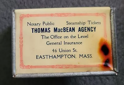 Vintage Advertising Match Safe Box Thomas MacBean Agency Steamship Tickets • $14.99