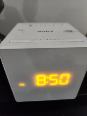 Sony ICF-C1 White Cube AM / FM Alarm Clock Radio LCD Display Tested   Working  • $40