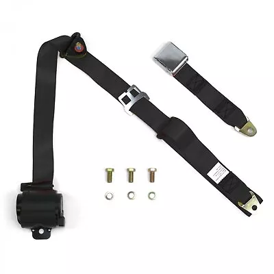 3Pt Retractable Airplane Buckle Black Seat Belt Truck Muscle Car Point Airline  • $92.36