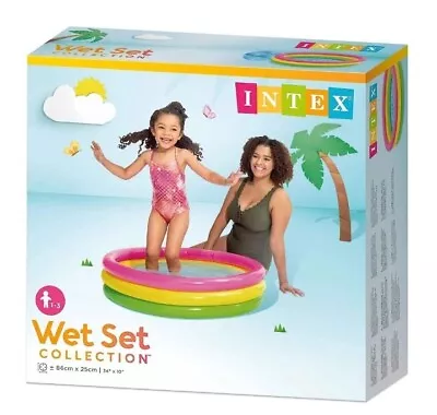 Intex 58924NP Baby Pool 3-Ring Sunset Glow New Boxed Summer Paddling • £9.99