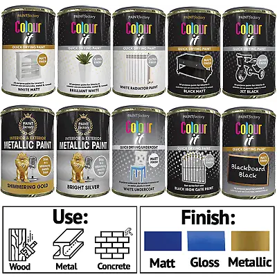 £5.99 • Buy Tin Paint Matt Gloss Metallic Metal Wood Concrete Indoor Outdoor Fast Dry 300ml