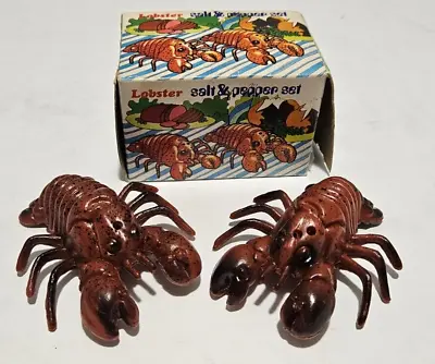 Vintage Plastic Red Lobster Crawfish Crayfish Salt & Pepper Shakers Set With Box • $12.95