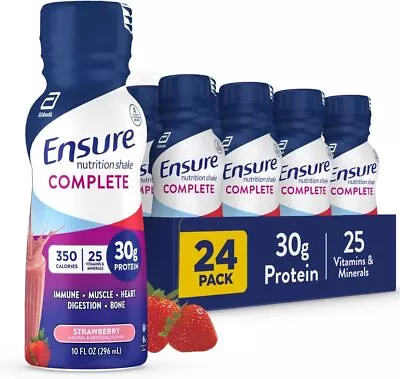 (24 Pack) Ensure COMPLETE Strawberry Nutrition Shake Meal Replacement 10 Fl Oz • $99.99