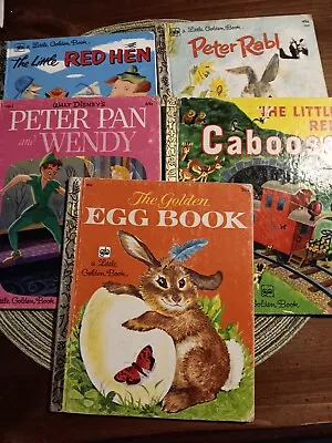 Vintage LITTLE GOLDEN BOOKS - Lot-of-5 The Little Red Caboose The Golden Egg Bo • $7.48