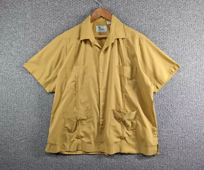 £49.50 • Buy PANABRISA Vintage Men's Mustard Yellow Guayabera Cuban Mexican Panama Shirt - XL