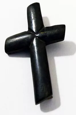 1800s Cross Vulcanite ? Gutta Percha ? Mourning Pin Brooch Antique Victorian • $89