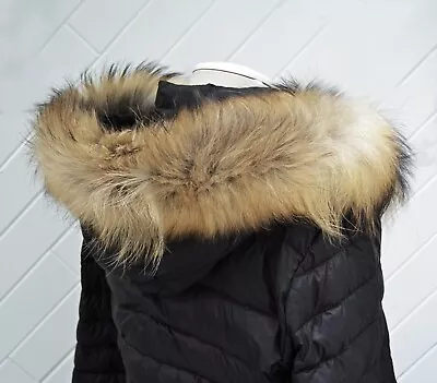 Real Genuine Raccoon Fur Collar Trim For Coat Jacket Hood TAIL FUR  70 Cm • $24.95