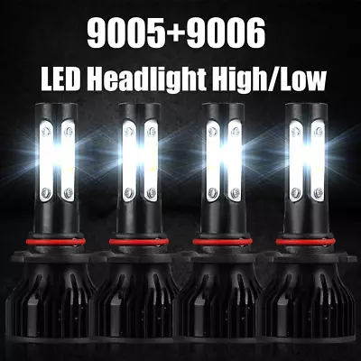 9005 9006 LED Headlights Kit Combo Bulbs 10000K High Low Beam Super White Bright • $25.99