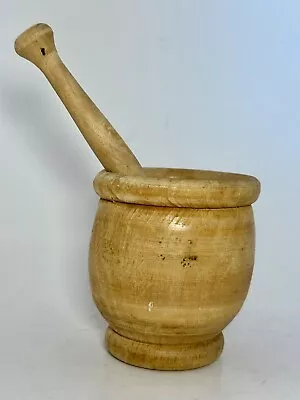 Vintage Wood Mortar And Pestle Wooden Apothecary Kitchen Spice Grinder Set  • $17.95