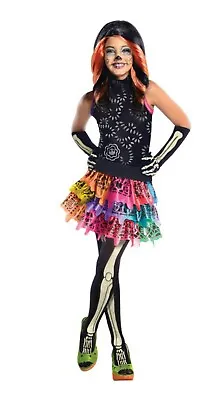 New Monster High Skelita Calaveras Size M 8-10 Girls Complete Costume With Wig • $44.99