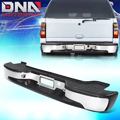 For 2000-2006 Suburban Yukon Tahoe Rear Step Bumper+ License Plate Lights Chrome • $169.99