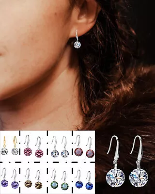 £3.99 • Buy 8MM Diamond Cut 925 Sterling Silver Round Dangle Drop Women's Earrings Jewellery
