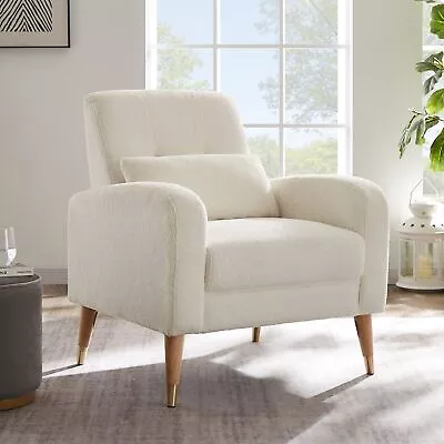 Mid-Century Modern Accent Chair Upholstered Armchair Living Room Chair Comf... • $277.13