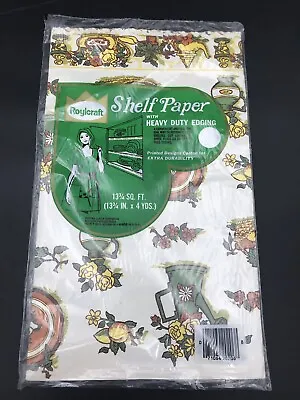 Vintage Roylcraft Floral Heavy Edge Shelf Paper Green Yellow Orange 13 3/4 Sq.Ft • $15.95