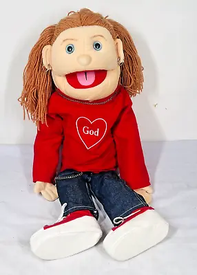 Vintage Sunny Ventriloquist Puppet God Girl Red Shirt 28  Tall Full Body Jewelry • $58.65