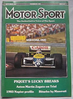 Motor Sport 09/1987 Featuring Aston Martin Zagato Maserati Biturbo Napier • £6.99