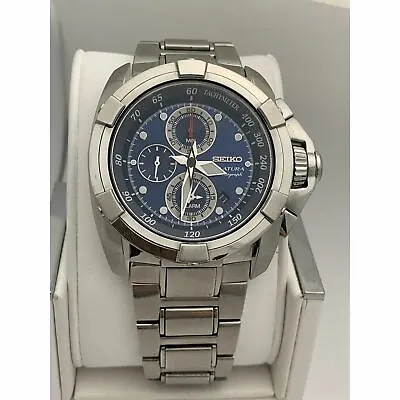 Seiko Velatura Men's Blue Dial Stainless Steel Chrono Watch SPC071 • $429