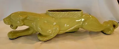 Vintage  Chartreuse Green Crouching Panther  TV Lamp/Planter  Royal China  1953 • $184.99