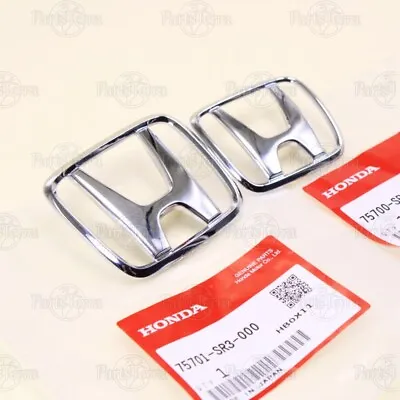 Genuine JDM Honda 92-95 CIVIC 3-Door Chrome Plastic FRONT + REAR Emblem “H”  Set • $49.25