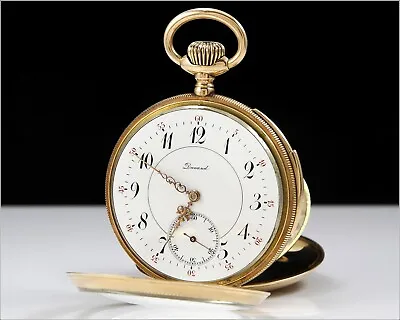 ANTIQUE 1900’s DUNAND 14k SOLID GOLD QUARTER HOUR REPEATER SWISS MADE - NICE ONE • $2650