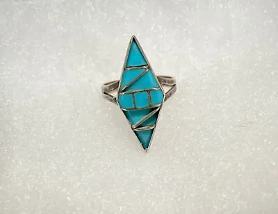 Vintage Native American Sterling Silver Turquoise  Ring-size 6.5–4.07 Grams • $58