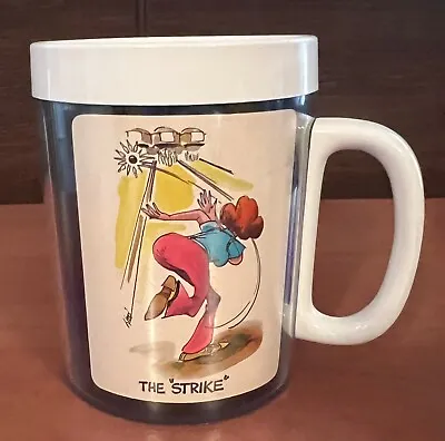 Vintage Thermo Serv Mug Cup Made In USA Rare Funny Bowling Scenes Cartoons • $14.99