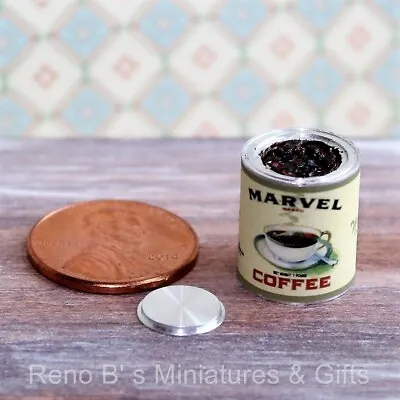 Dollhouse Miniature Food 1:12 Vintage Label Filled Coffee Can With Lid • $4.95