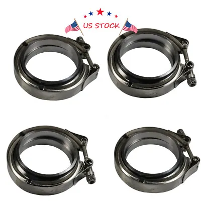 4 Pcs 3  V-Band Flange Clamp Kit For Exhaust Downpipe With Ridge Stainless Steel • $45.97