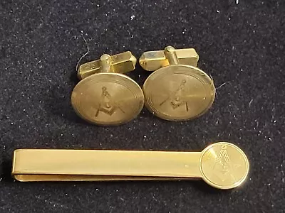 Vtg Swank 12k Gf Masonic Tie Clipcufflink Set • $45