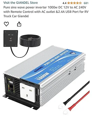 Giandel Pure Sine Wave Inverter 1000/2000 Watts  • £80