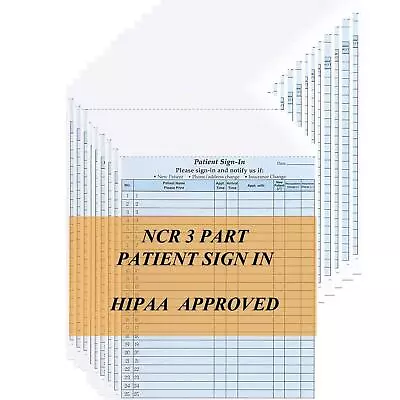 Ncr Carbonless 3 Part Patient Sign In Sheets Hipaa Approved And Compliant For... • $22.99