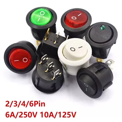 20mm 6A/250V 10A/125V ON/OFF Push Button Power Round Rocker Switch 2/3/4/6Pin • $139.35