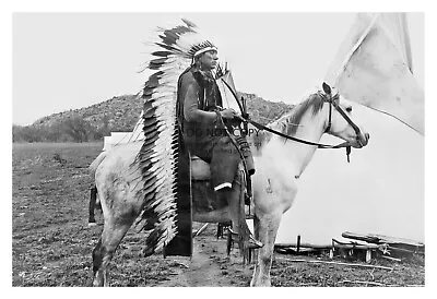 Chief Quanah Parker Native American Leader On Horseback 4x6 B&w Photo • $7.97