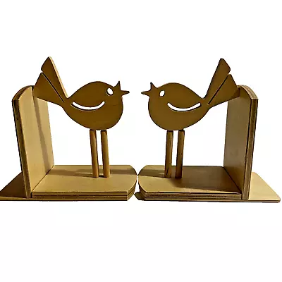 Scandi Style Ash Wooden Birds Children's Room Bookends Cocoon Couture • $24.95