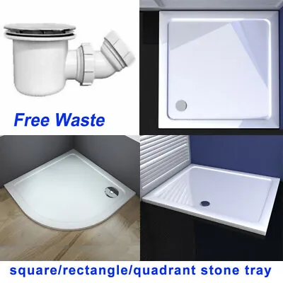 Quadrant / Square / Rectangle Stone Tray Shower Enclosure Glass Door Free Waste • £76