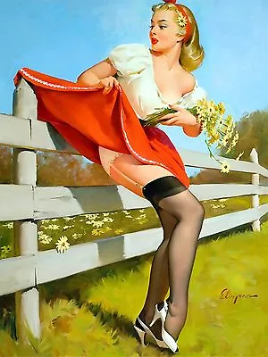 Gil Elvgren Pin-up Fence Vintage High Quality Metal Magnet 3 X 4 Inches 9600 • $5.95